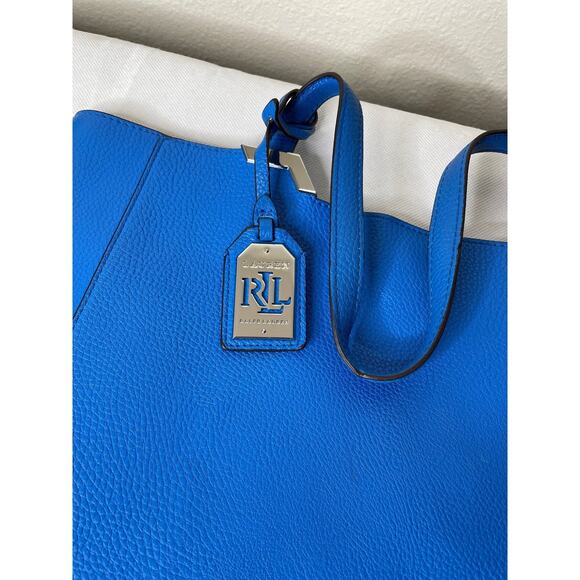 Ralph Lauren Women's Blue Pebbled Leather Tote Bag - Large - Picture 9 of 9